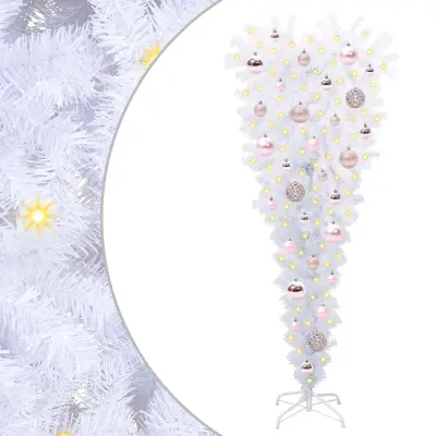 vidaXL Umestno božično drevo med 150 LED Bela 120 cm PVC in jeklo