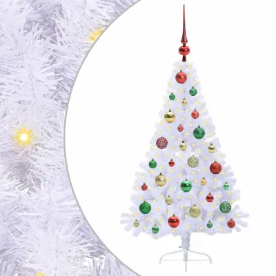 vidaXL Umestno božično drevo med 150 LED Bela 120 cm PVC in jeklo