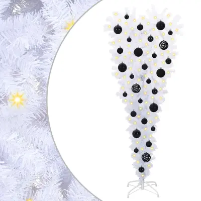vidaXL Umestno božično drevo med 150 LED Bela 120 cm PVC in jeklo