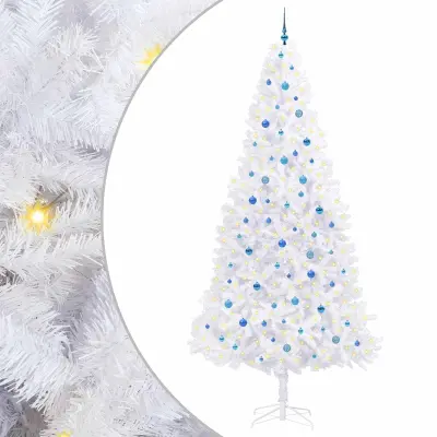 vidaXL Umestno božično drevo med 300 LED Bela 300 cm PVC in jeklo
