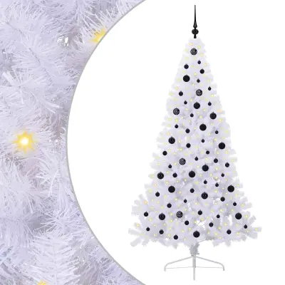 vidaXL Umestno božično drevo med 300 LED Bela 210 cm PVC in jeklo