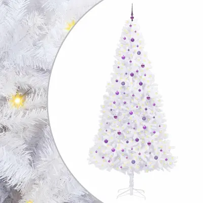 vidaXL Umestno božično drevo med 300 LED Bela 300 cm PVC in jeklo