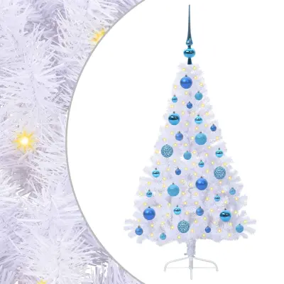 vidaXL Umestno božično drevo med 150 LED Bela 120 cm PVC in jeklo