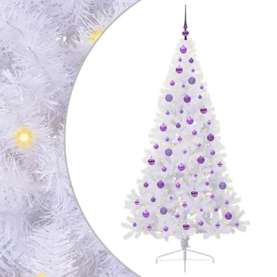 vidaXL Umestno božično drevo med 300 LED Bela 180 cm PVC in jeklo