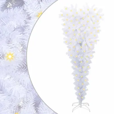 vidaXL Umestno božično drevo med 150 LED Bela 120 cm PVC in jeklo