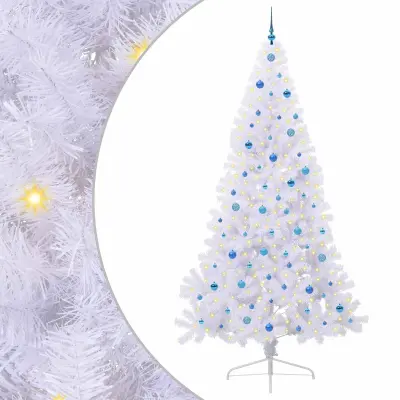 vidaXL Umestno božično drevo med 300 LED Bela 240 cm PVC in jeklo