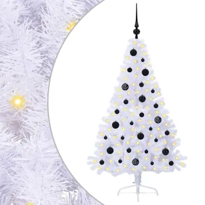 vidaXL Umestno božično drevo med 150 LED Bela 150 cm PVC in jeklo