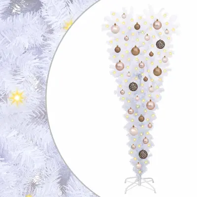 vidaXL Umestno božično drevo med 150 LED Bela 120 cm PVC in jeklo