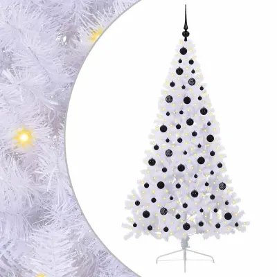 vidaXL Umestno božično drevo med 300 LED Bela 180 cm PVC in jeklo