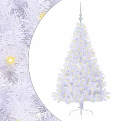 vidaXL Umestno božično drevo med 150 LED Bela 150 cm PVC in jeklo