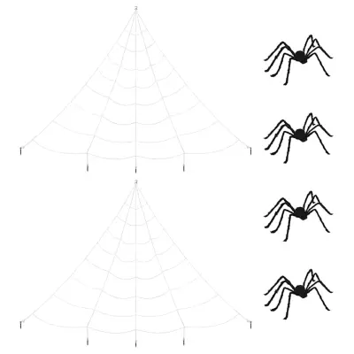 vidaXL Okrasitev noči čarovnic s pajki in mrežami 4 pcs Črna in bela