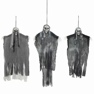 vidaXL Halloween viseči duh 3 pcs Črna 66 x 110 cm Poliester