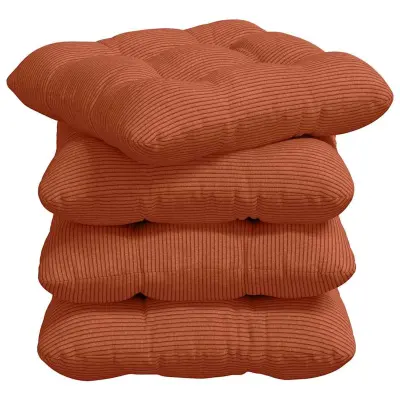 vidaXL Sedežne blazine 4 pcs Rdeče oranžna 40 x 40 cm Žametna tkanina