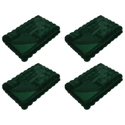 vidaXL Dežnik iz umetnega zajčjega krzna 4 pcs Temno zelena