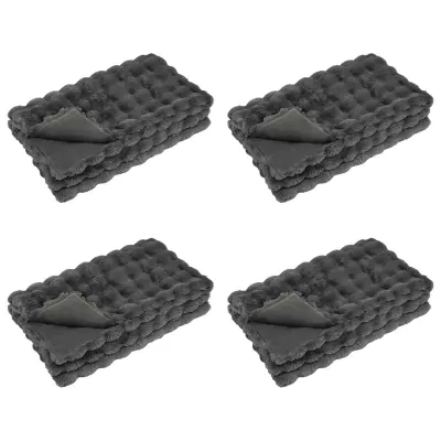vidaXL Dežnik iz umetnega zajčjega krzna 4 pcs Temno siva 130 x 150 cm