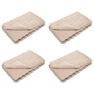 vidaXL Dežnik iz umetnega zajčjega krzna 4 pcs Bež 150 x 220 cm