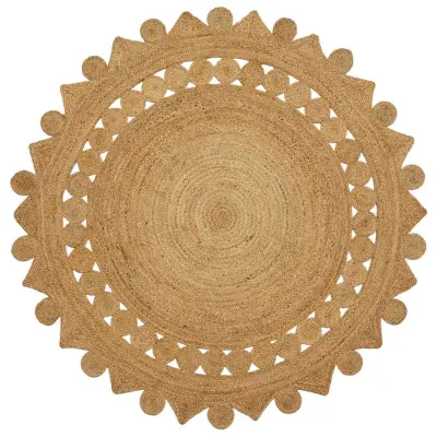 vidaXL Preproga Rjava Ø 180 cm Juta