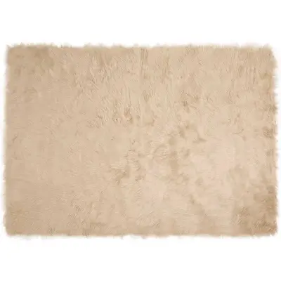 vidaXL Lažna Ovčja Koža Preproga Tafalla Bež 140 x 200 cm Poliester