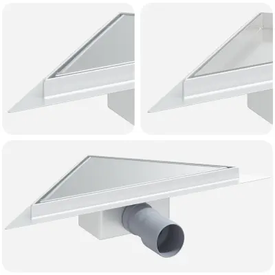 vidaXL 2 v 1 trikotna odtočna cev srebrna 25 x 25 cm