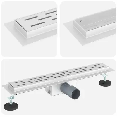 vidaXL Odvod za prho s stekleno zaščito srebrna 50 cm