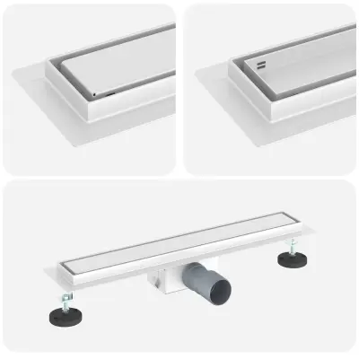 vidaXL Odvod za prho s stekleno zaščito srebrna 50 cm