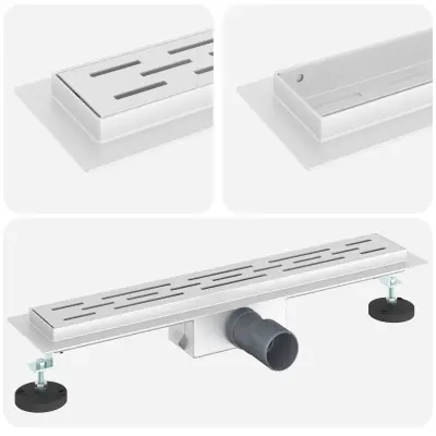 vidaXL Odvod za prho s stekleno zaščito srebrna 60 cm