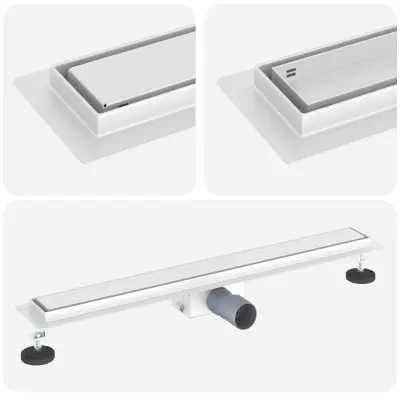 vidaXL Odvod za prho s stekleno zaščito srebrna 70 cm