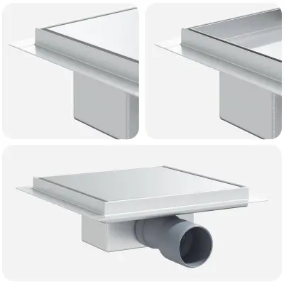 vidaXL 2 v 1 odtočna naprava srebrna 20 x 20 cm Nerjaveče jeklo 304