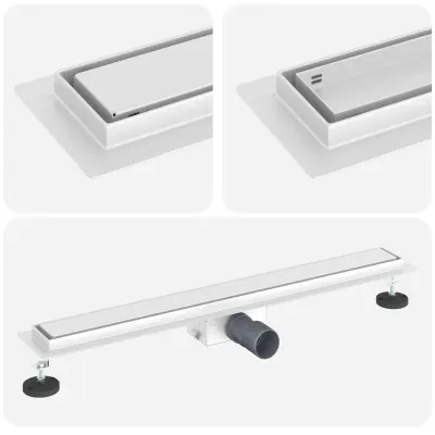 vidaXL Odvod za prho s stekleno zaščito srebrna 80 cm