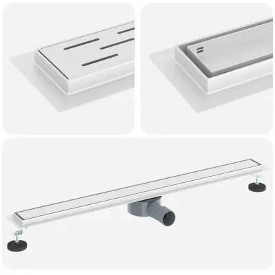 vidaXL Tuš odtok 2-v-1 z 360° sifonom srebrna 90 cm