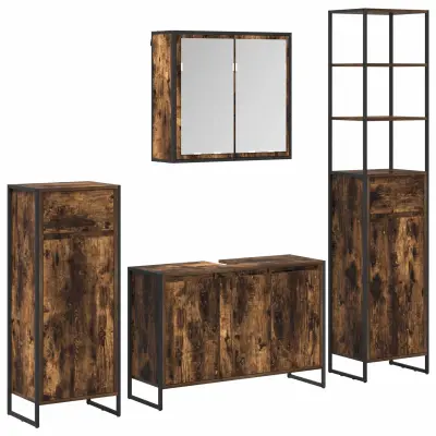 vidaXL Komplet pohištva za kopalnico Dimljeni oreh Konstruiran les