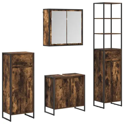 vidaXL Komplet pohištva za kopalnico Dimljeni oreh Konstruiran les