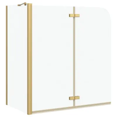 vidaXL Obloga za tuš Zlata 120 x 68 x 130 cm ESG steklo in aluminij