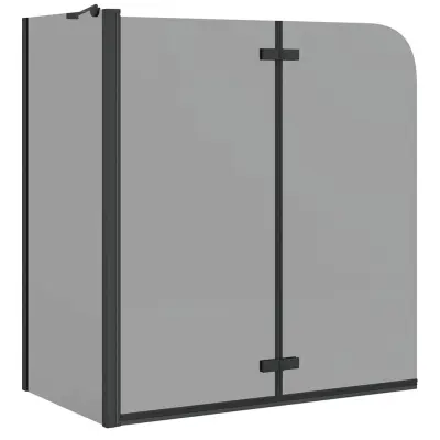 vidaXL Obloga za tuš Črna 120 x 68 x 130 cm ESG steklo in aluminij