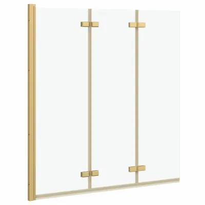 vidaXL Obloga za tuš Zlata 130 x 138 cm ESG steklo in aluminij