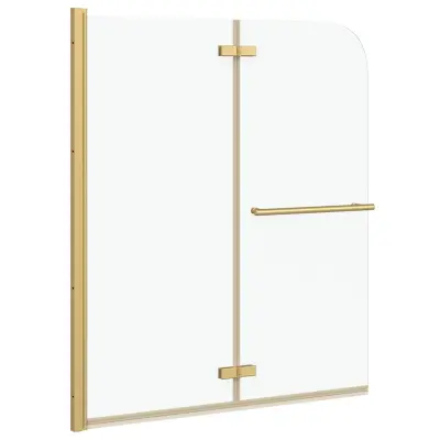 vidaXL Obloga za tuš Zlata 120 x 140 cm ESG steklo in aluminij