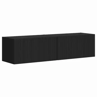 vidaXL TV stenska omara 2 pcs Črna 60 x 31 x 29.5 cm Konstruiran les