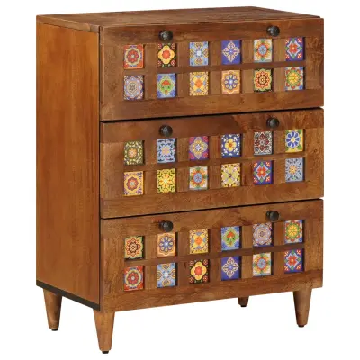 vidaXL Strani šal Oreh 60 x 33,5 x 75 cm Masiven les manga