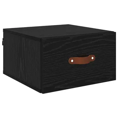 vidaXL Stenska nočna omarica Črna Orehovina 35 x 35 x 20 cm