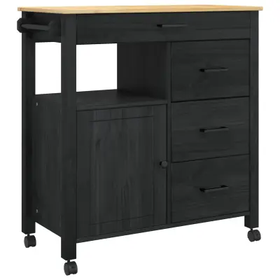 vidaXL Kuhinjski voziček Enobarvno Črna