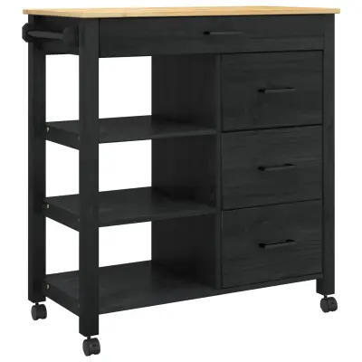 vidaXL Kuhinjski voziček Črna