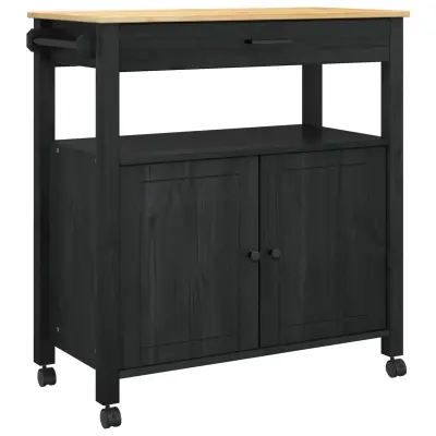 vidaXL Kuhinjski voziček Enobarvno Črna 88,5 x 40 x 48 cm