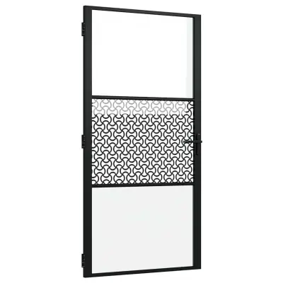 vidaXL Notranja vrata Črna 102.5 x 201.5 cm Kaljeno steklo in aluminij