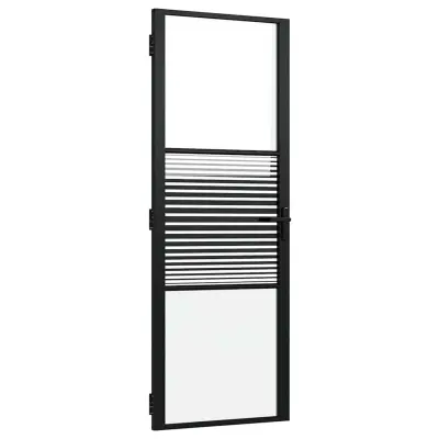 vidaXL Notranja vrata Črna 76 x 201.5 cm Kaljeno steklo in aluminij