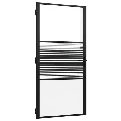 vidaXL Notranja vrata Črna 102.5 x 201.5 cm Kaljeno steklo in aluminij