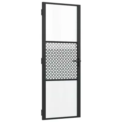 vidaXL Notranja vrata Črna 76 x 201.5 cm Kaljeno steklo in aluminij