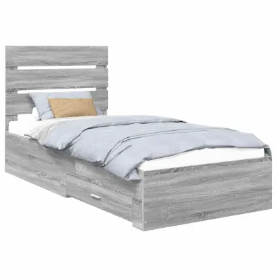 vidaXL Konstrukcija postelje Siva Sonoma 90 x 190 cm Konstruiran les