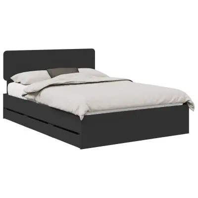 vidaXL Konstrukcija postelje Črna 160 x 200 cm Inženirsko leseno