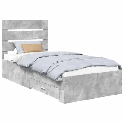 vidaXL Konstrukcija postelje Betonsko siva 90 x 190 cm Konstruiran les