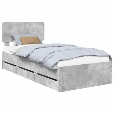 vidaXL Konstrukcija postelje s predalom Betonsko siva 90 x 190 cm